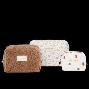 BNWT Poppy & Peonies Cosmetic Trio Teddy Faux Fur